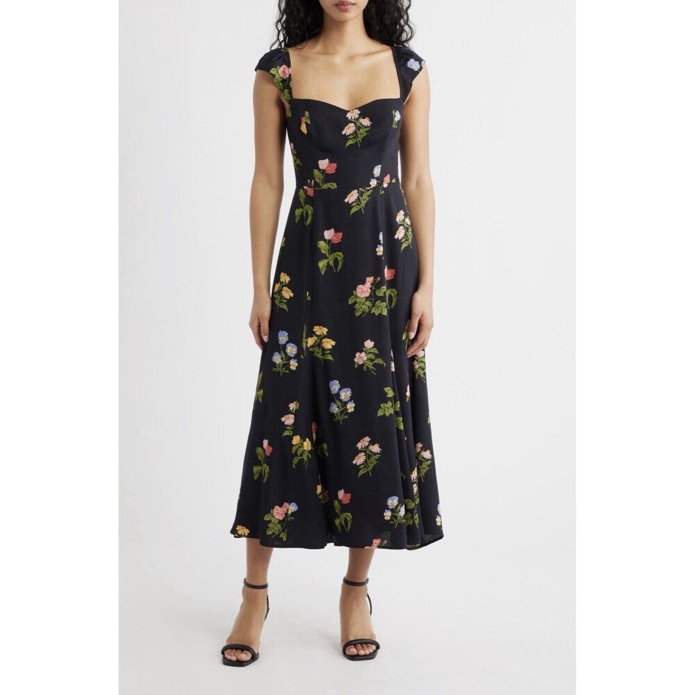 Reformation Women’s Bryson Floral Midi Dress Night Bloom Size 8